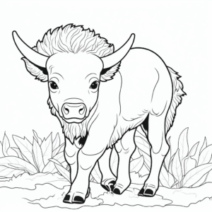 Color by Number: Buffalo Coloring Pages 1