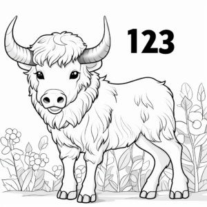 Color by Number: Buffalo Coloring Pages 2