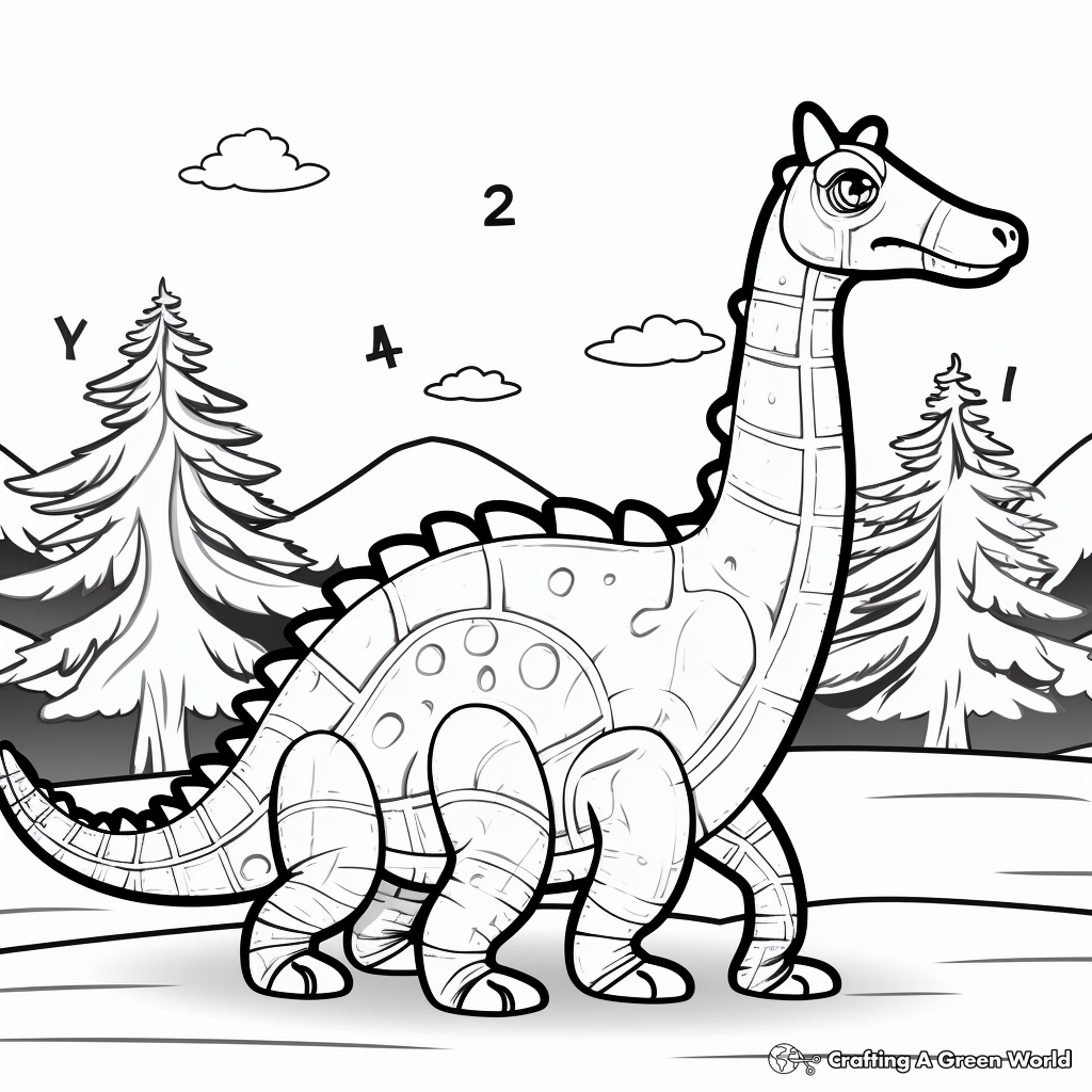 Color by Number: Diplodocus Coloring Pages 3
