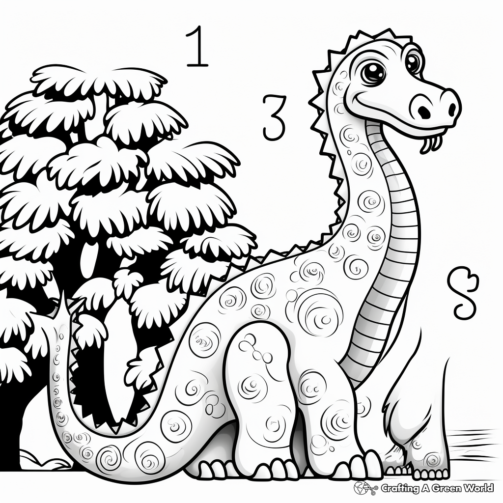 Color by Number: Diplodocus Coloring Pages 4
