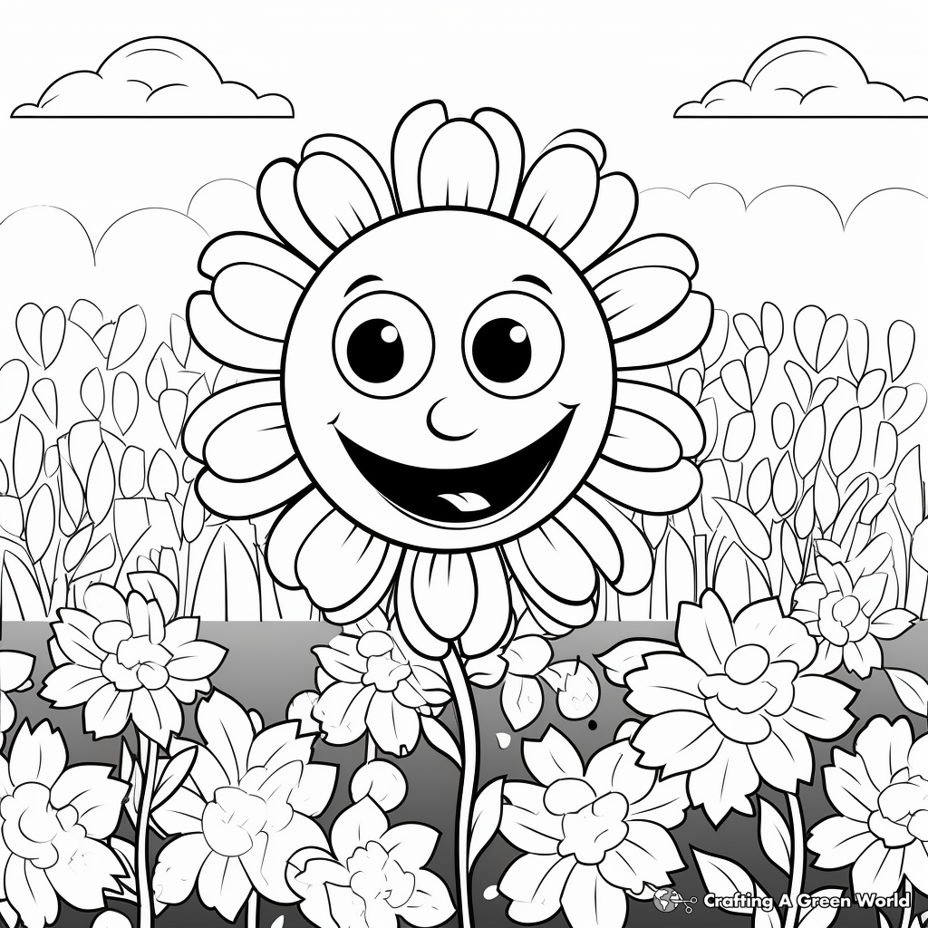 Color-by-Number: Happy Flower Garden Coloring Pages 3