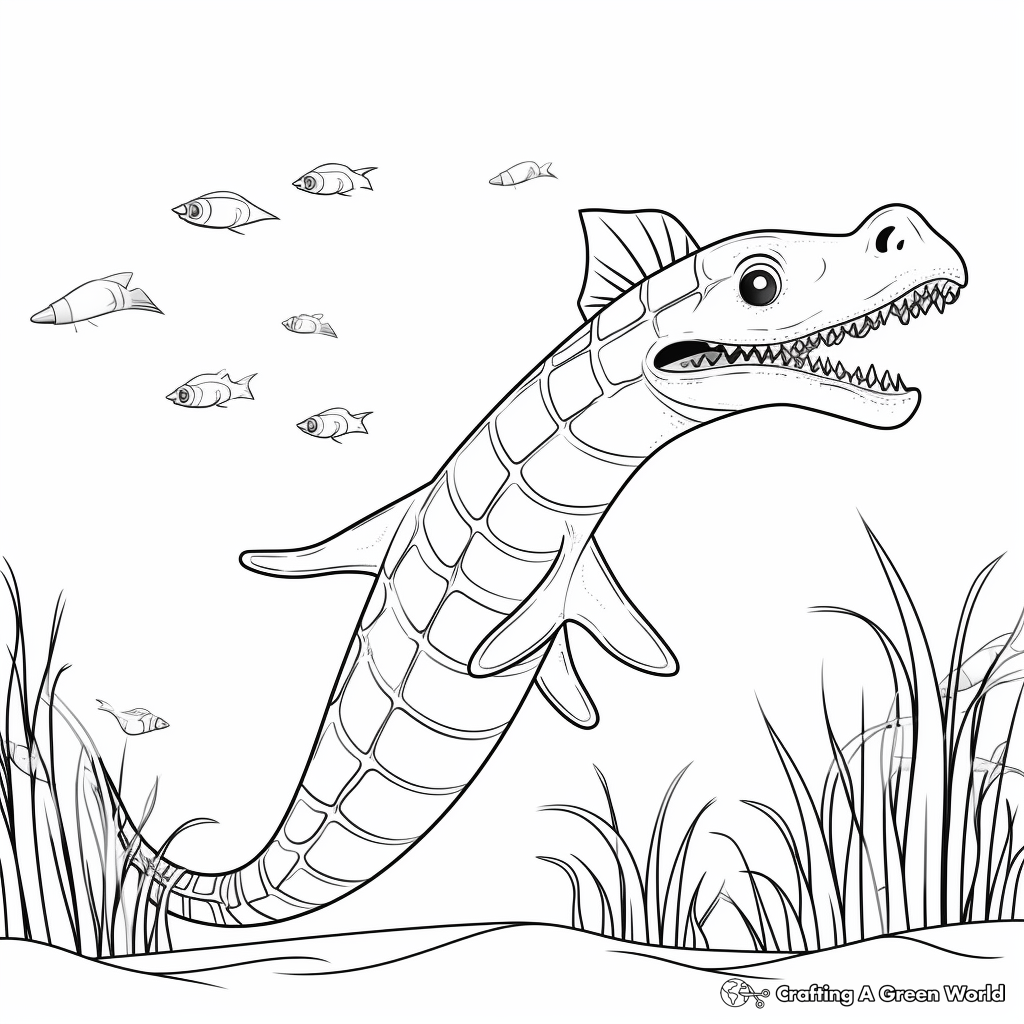 Color by Number: Plesiosaurus Coloring Pages 4