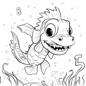 Color by Numbers Dragon Fish Coloring Sheets 2
