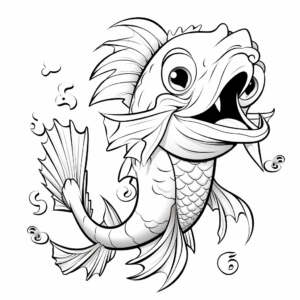 Color by Numbers Dragon Fish Coloring Sheets 3
