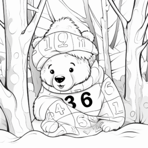 Color by Numbers Hibernating Bear Coloring Pages 1