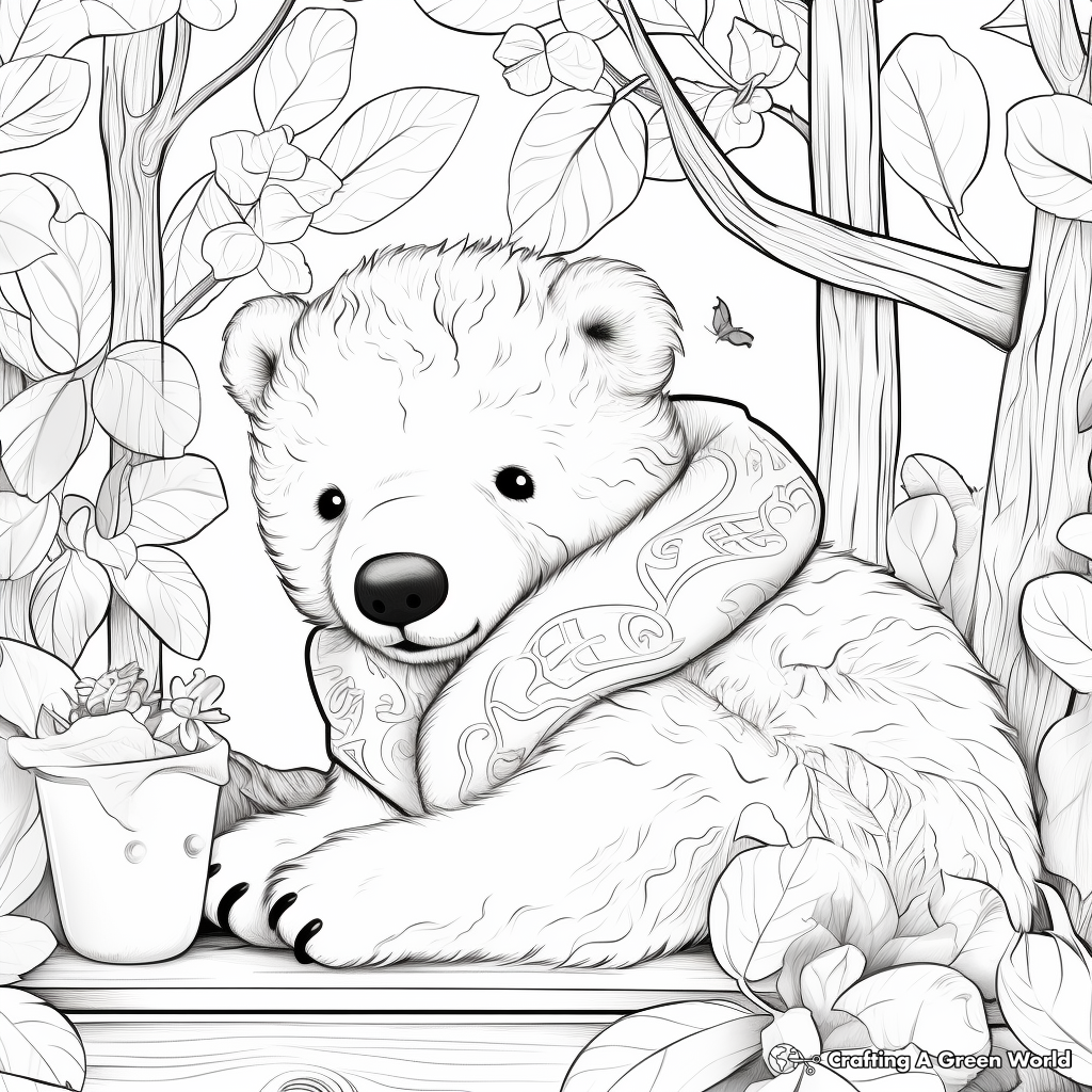 Color by Numbers Hibernating Bear Coloring Pages 2