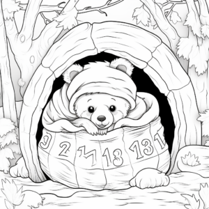 Color by Numbers Hibernating Bear Coloring Pages 3