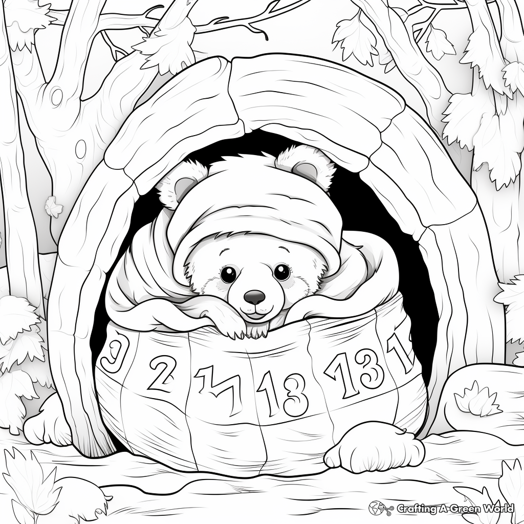 Color by Numbers Hibernating Bear Coloring Pages 3