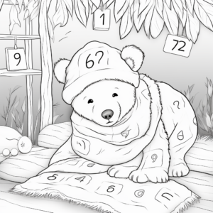 Color by Numbers Hibernating Bear Coloring Pages 4