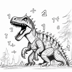 Color-By-Numbers Spinosaurus vs T-Rex Coloring Pages 2