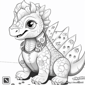 Color by Numbers: Fun Pachycephalosaurus Coloring Pages 1