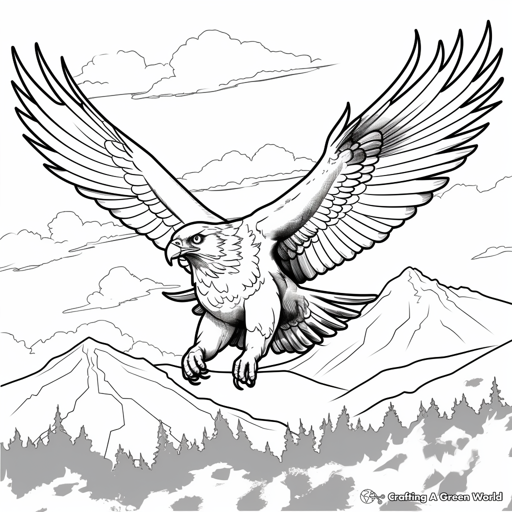 Color the Horizon with Soaring Hawk Coloring Pages 1