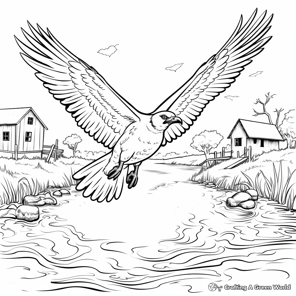 Color the Osprey Hunting Scene Coloring Pages 4