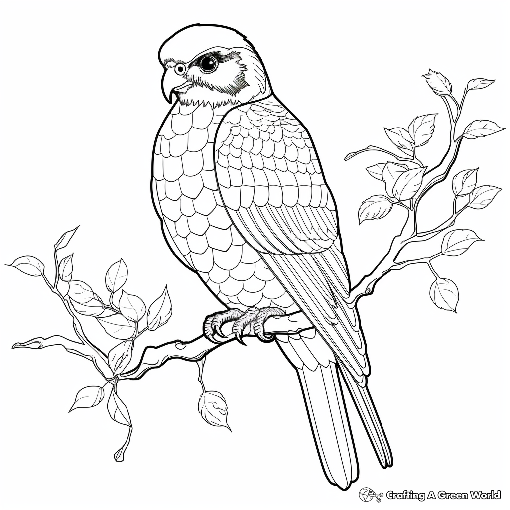 Color the Seasons: Northern Hawk Owl Family Winter and Summer Coloring Pages 2