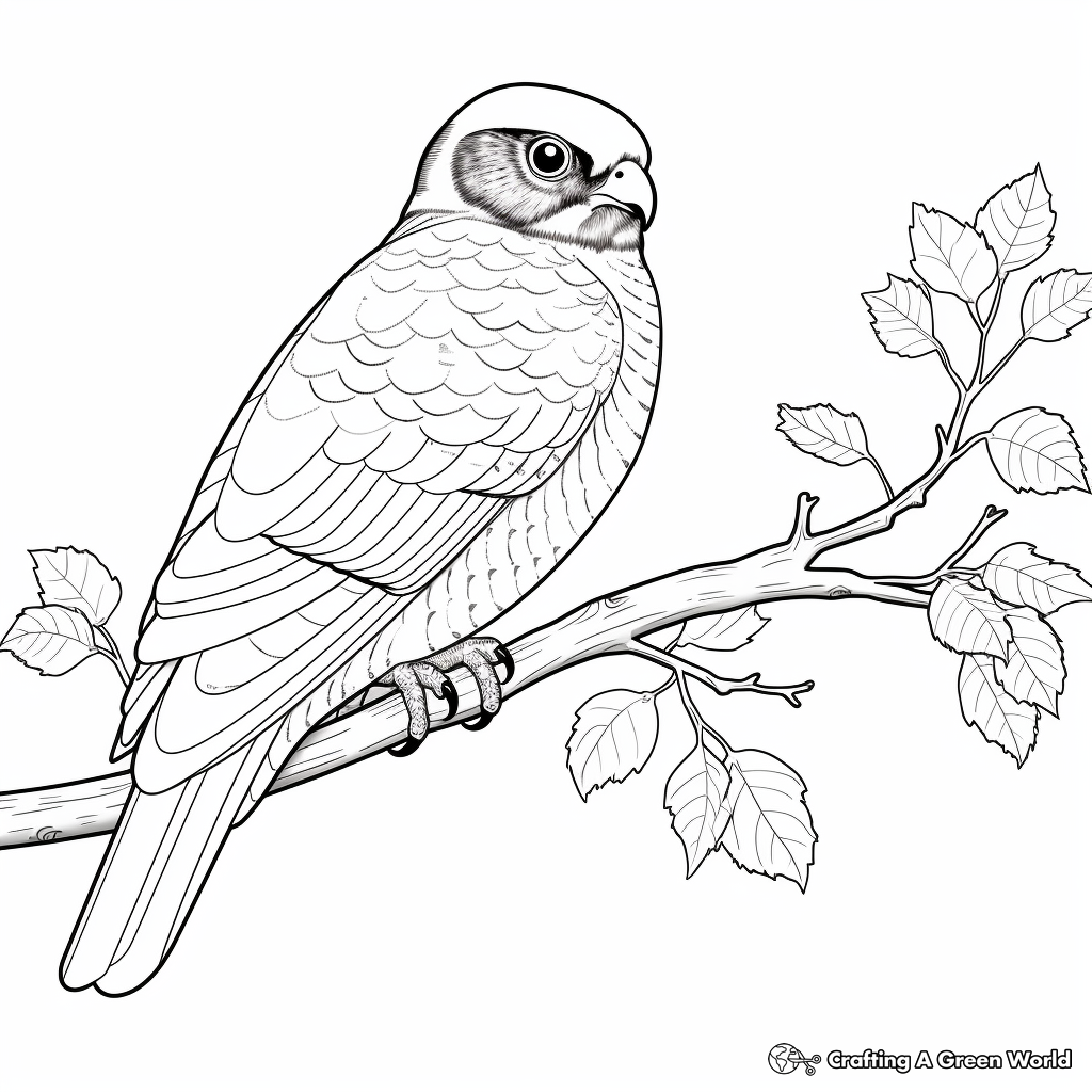 Color the Seasons: Northern Hawk Owl Family Winter and Summer Coloring Pages 3