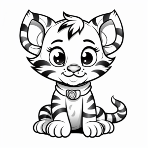 Colorful Abstract Baby Tiger Coloring Pages 1