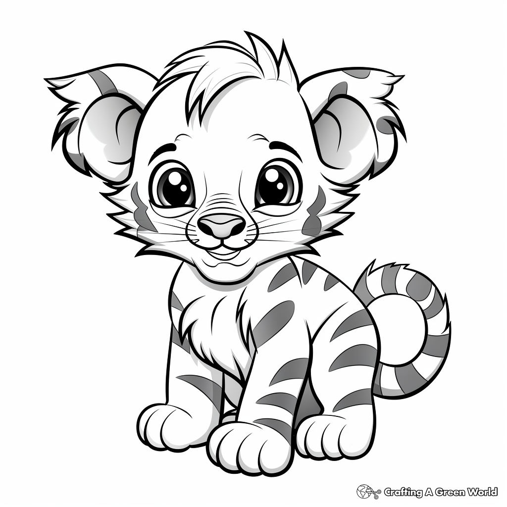 Colorful Abstract Baby Tiger Coloring Pages 3
