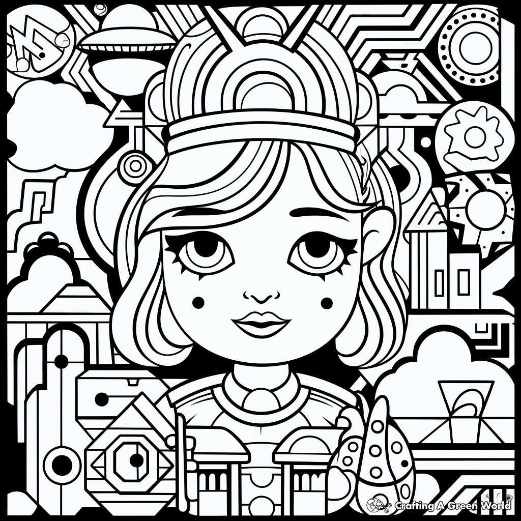 Colorful Aesthetic Pop Art Styles Coloring Pages 4