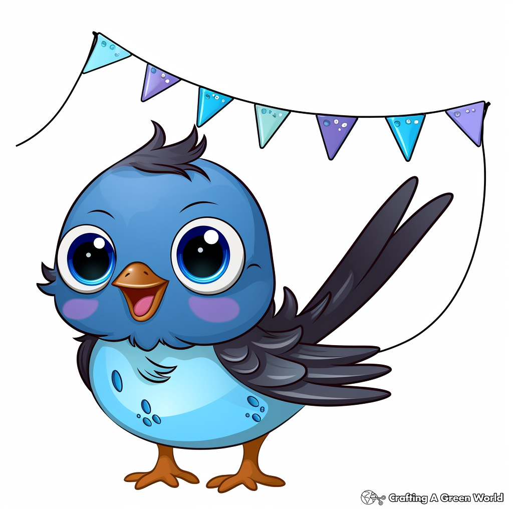 Colorful and Cute Blue Bunting Bird Coloring Pages 2