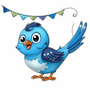 Colorful and Cute Blue Bunting Bird Coloring Pages 4