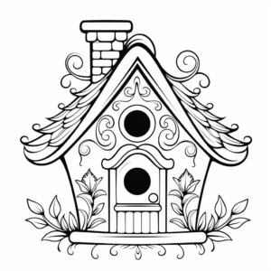 Colorful and Decorative Bird House Coloring Pages 2