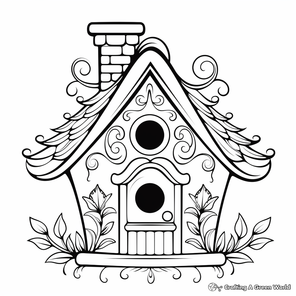 Colorful and Decorative Bird House Coloring Pages 2
