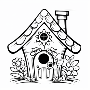 Colorful and Decorative Bird House Coloring Pages 3