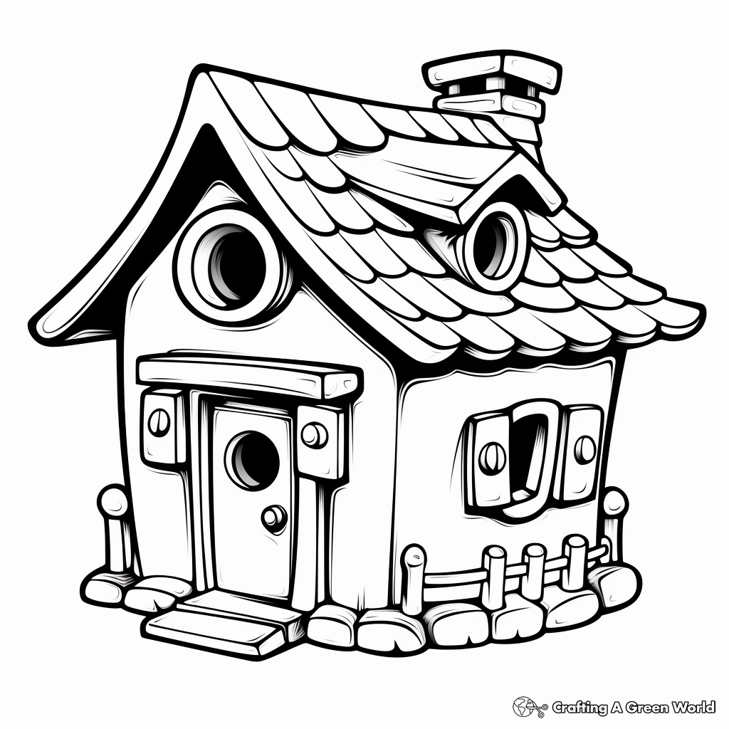 Colorful and Decorative Bird House Coloring Pages 4