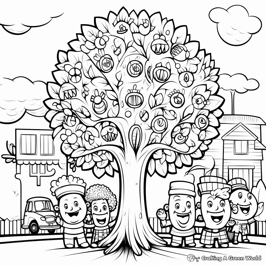 Colorful Arbor Day Parade Coloring Pages 1