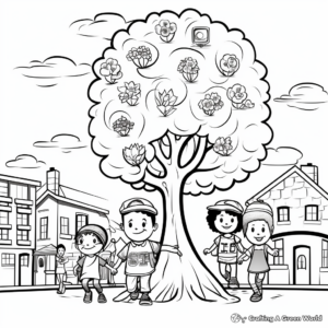 Colorful Arbor Day Parade Coloring Pages 2