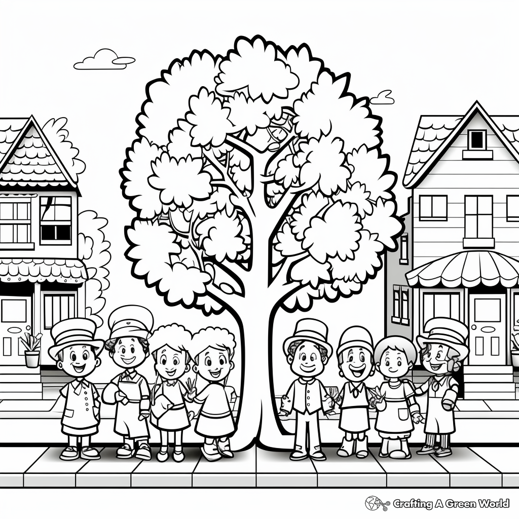 Colorful Arbor Day Parade Coloring Pages 4