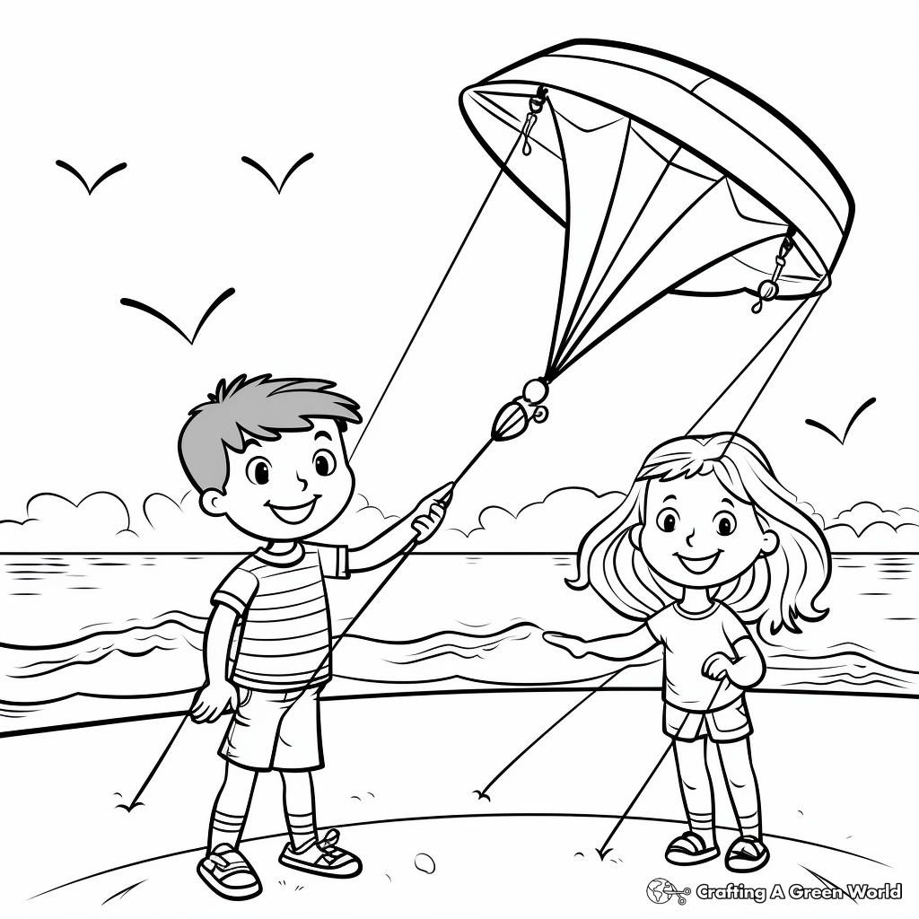 Colorful Beach Kite Coloring Pages for Kids 2