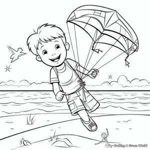 Colorful Beach Kite Coloring Pages for Kids 3