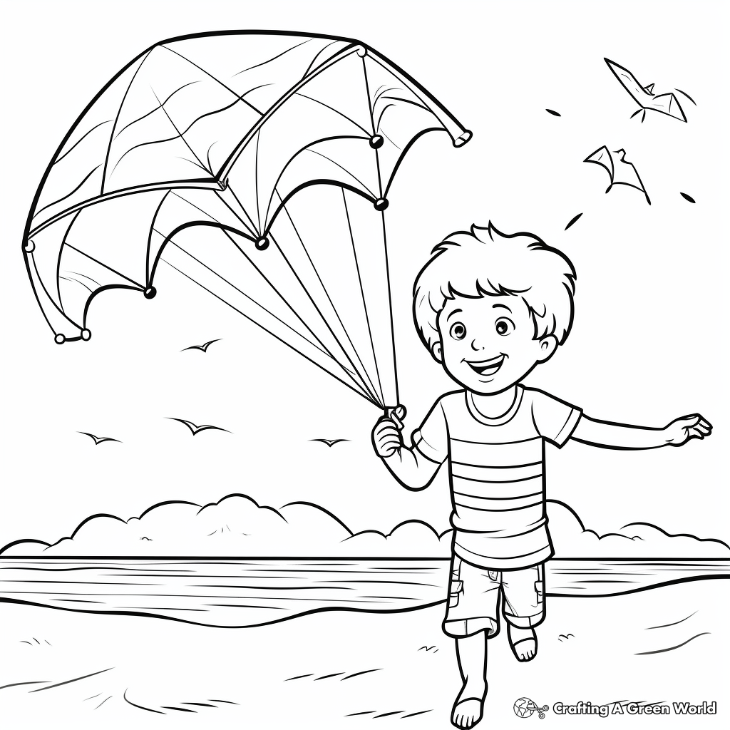 Colorful Beach Kite Coloring Pages for Kids 4