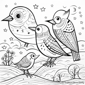 Colorful Birds in the Sky Creation Coloring Pages 1