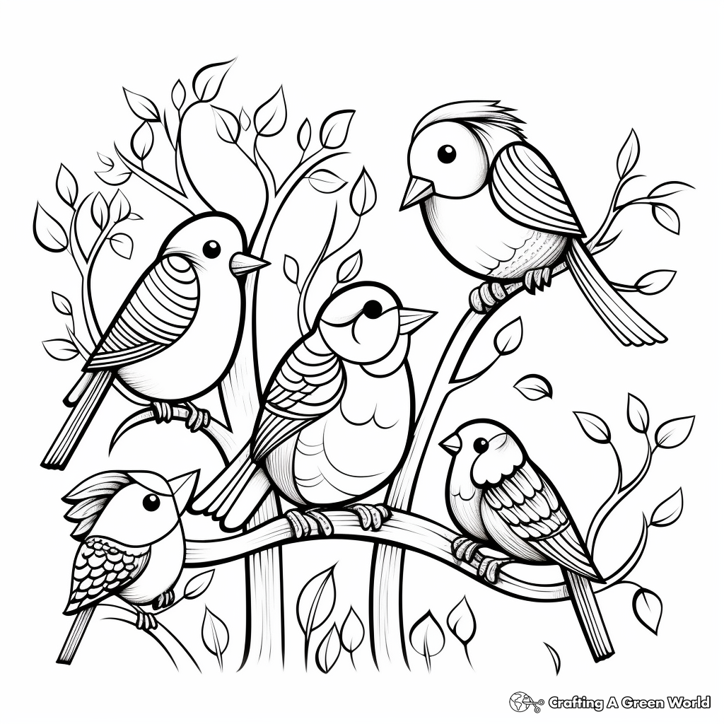 Colorful Birds in the Sky Creation Coloring Pages 4