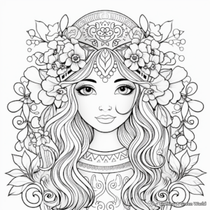 Colorful Boho Rainbow Coloring Pages 1