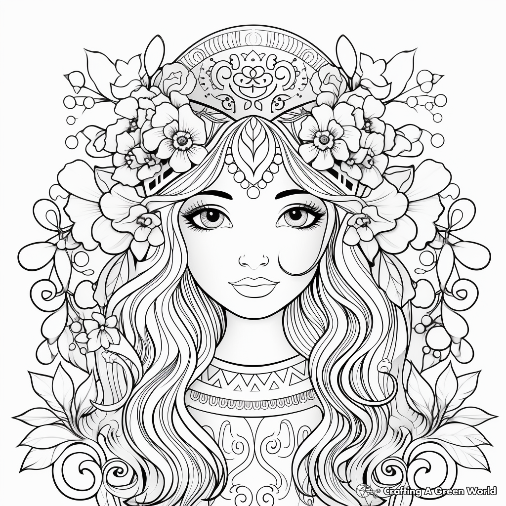 Colorful Boho Rainbow Coloring Pages 1
