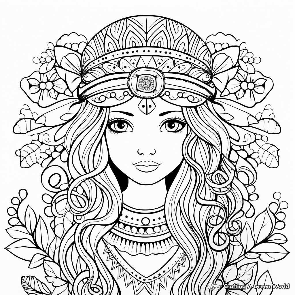 Colorful Boho Rainbow Coloring Pages 3