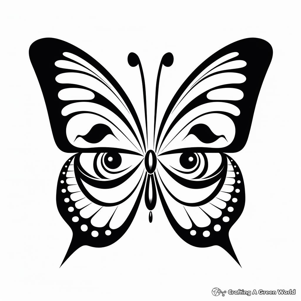 Colorful Butterfly with Nose Art Coloring Pages 1