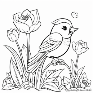 Colorful Canary and Tulip Coloring Pages 3