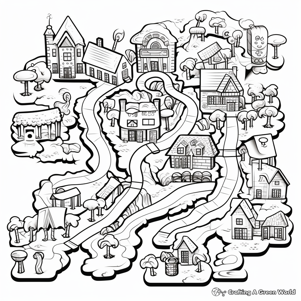 Colorful Candy Land Map Coloring Sheets 3