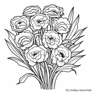 Colorful Carnation Bouquet Coloring Pages 1