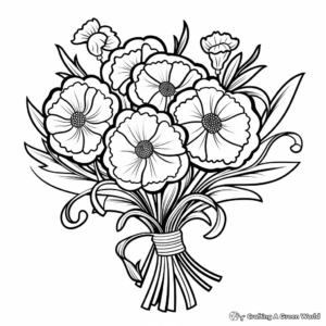 Colorful Carnation Bouquet Coloring Pages 3