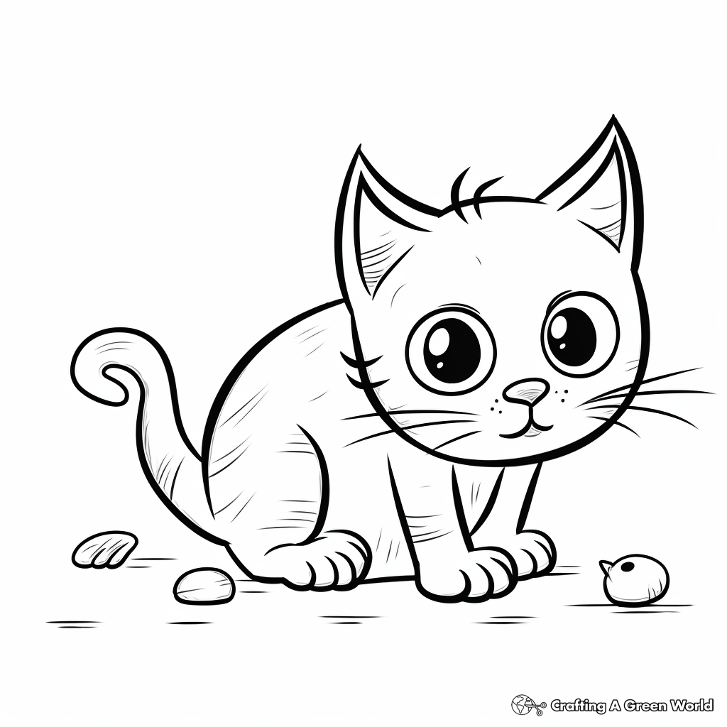 Colorful Cat Playing with Mouse Coloring Pages 4