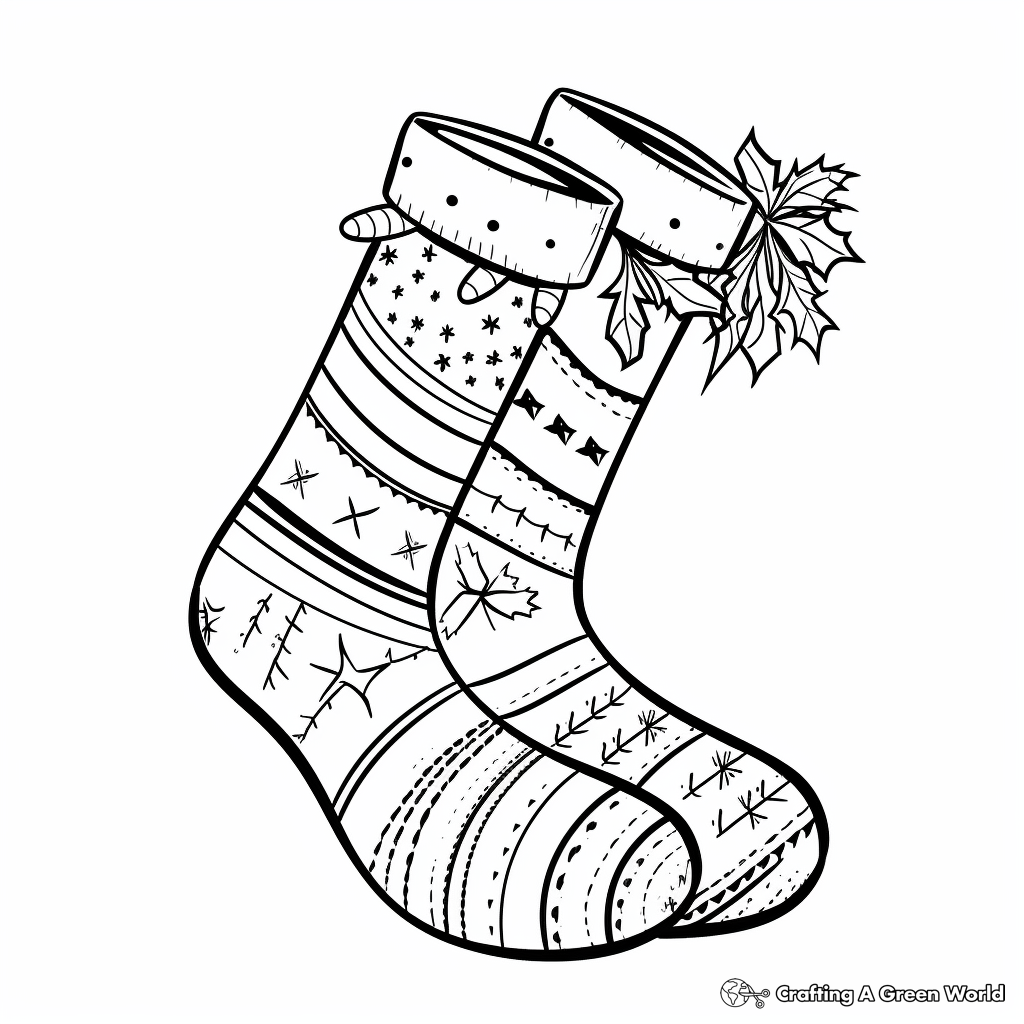 Colorful Christmas Socks Coloring Pages 1