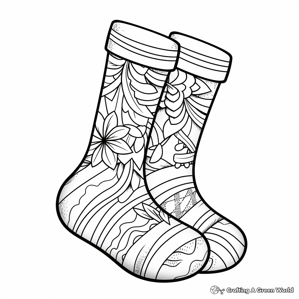Colorful Christmas Socks Coloring Pages 2