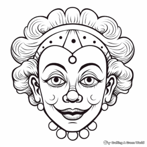 Colorful Clown Head Coloring Pages: Circus Series 2