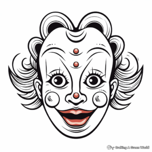 Colorful Clown Head Coloring Pages: Circus Series 3