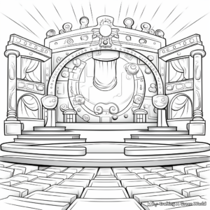 Colorful Comedy Club Stage Coloring Pages 1
